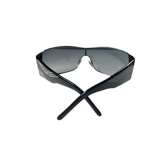 Versace 2081-B Black Sunglasses Shield Glitter Frame Vintage Shades w/ Case
